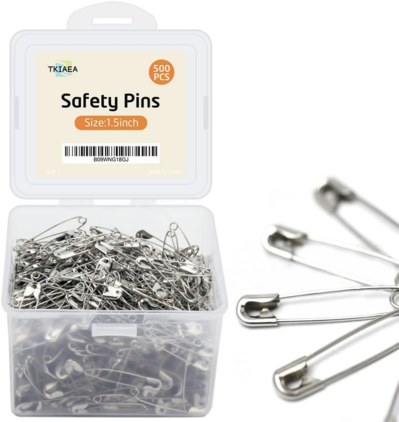 Tkiaea Small Safety Pins - 500 Pcs, 1.5 Inch, Bulk Pack for Clothes - Image 1